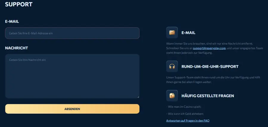 Revery Play Casino Support